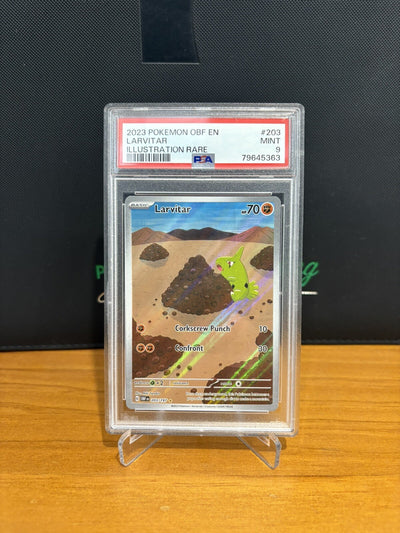 PSA 9 Pokémon TCG Larvitar SV03: Obsidian Flames 203/197 Holo Illustration Rare