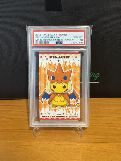 Poncho Wearing Pikachu MC Business Card Charizard Graded Pokemon Card PSA 10